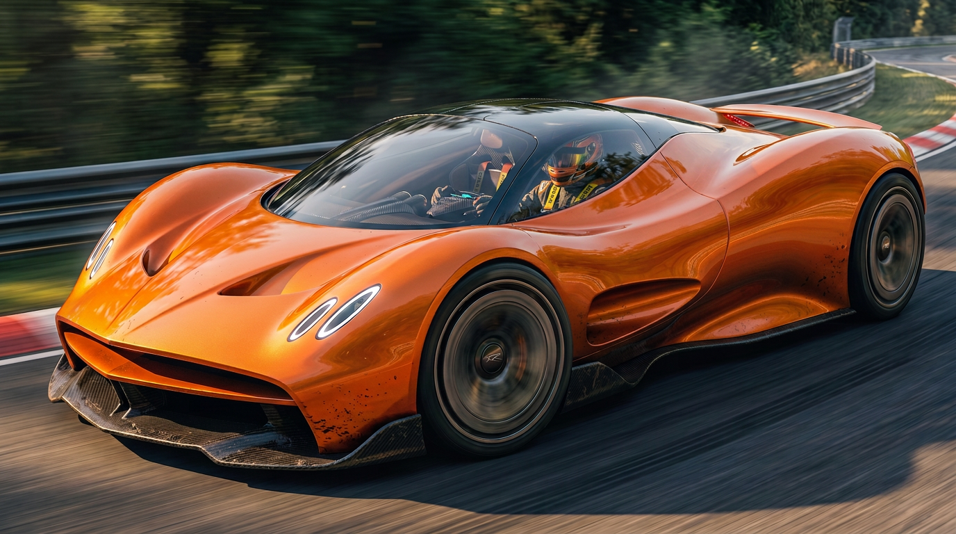 Pagani surface study, orange car on track