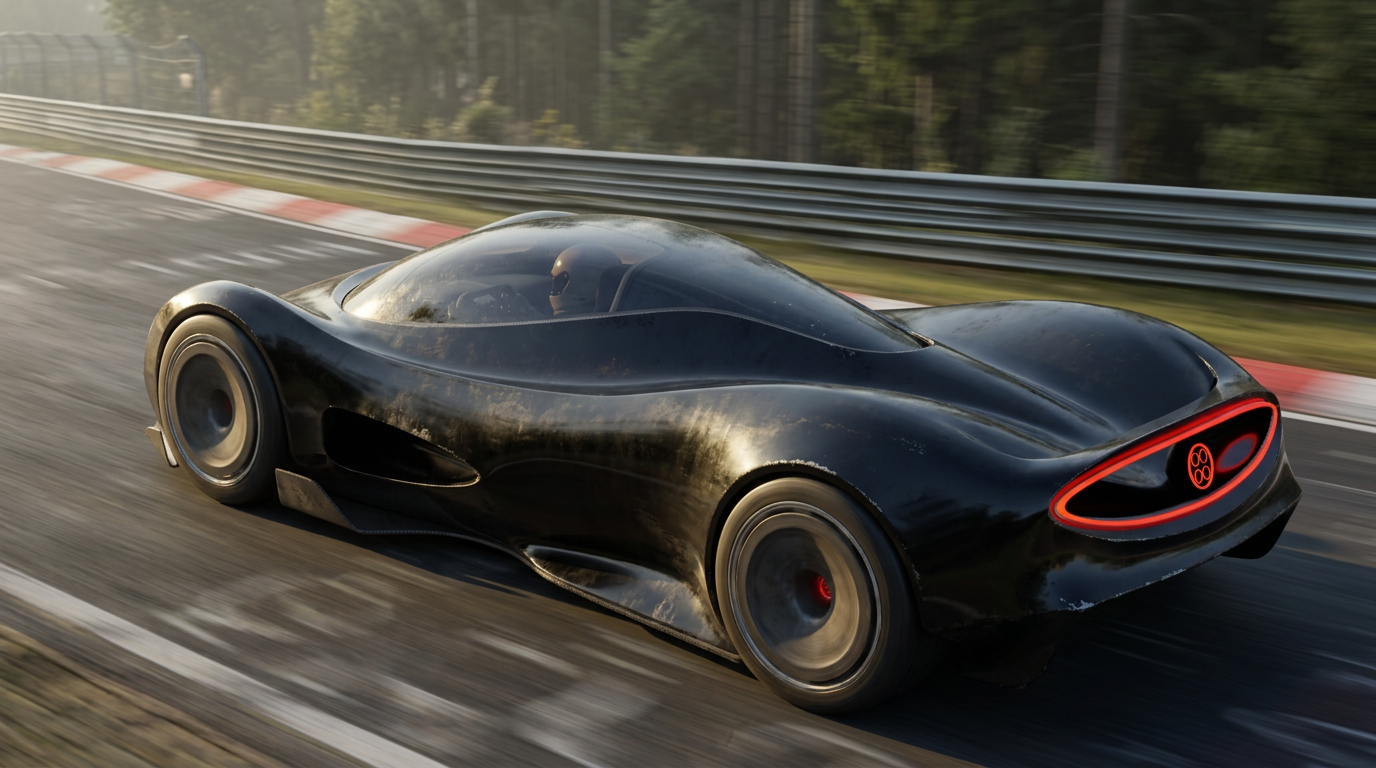 Pagani surface study, rear three-quarter on track
