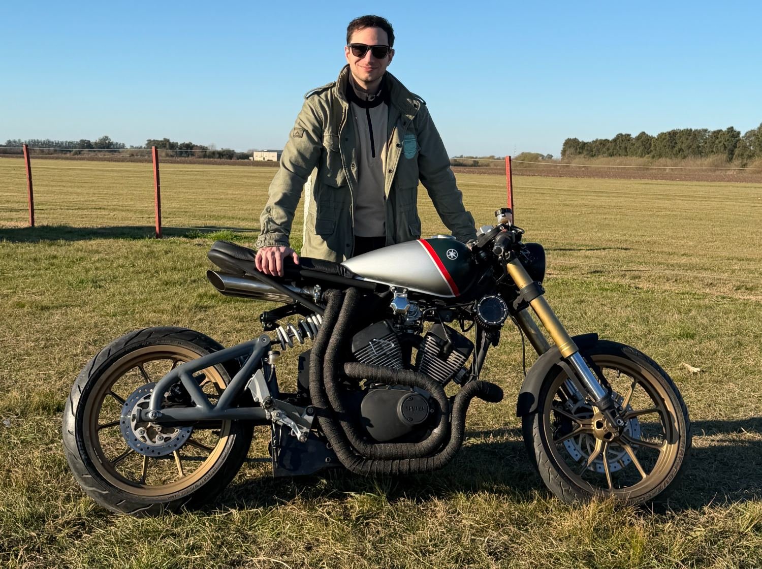 Joaquin with the finished Virago cafe racer